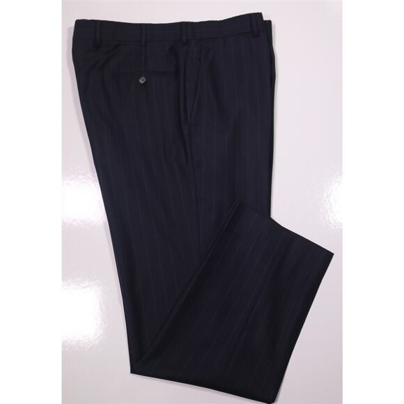 Commonwealth Proper CMMP Bespoke Navy Chalkstrike Wool Dress Pants 36x31